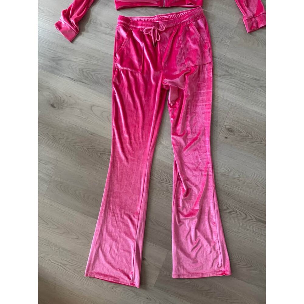 Women’s Large Pink Velour Tracksuit Mean Girls Cool Mom - Picture 4 of 5